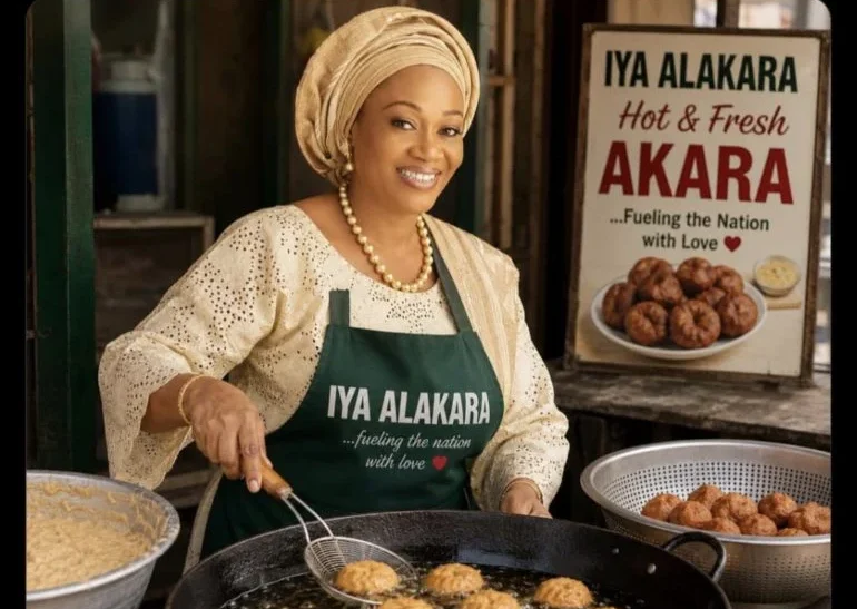 Tinubu media centre posts AI image of Remi Tinubu selling akara